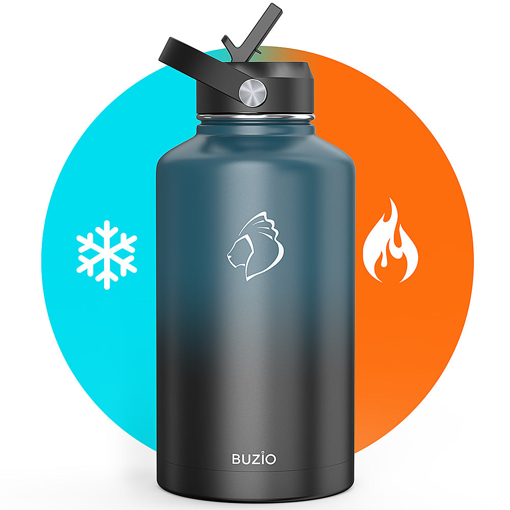 Buzio - 64oz Insulated Water Bottle with Straw Lid and Spout Lid - Indigo Black_3