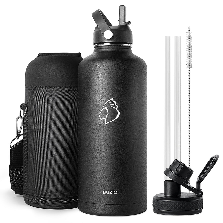 Buzio - 87oz Insulated Water Bottle with Straw Lid and Spout Lid - Black_0