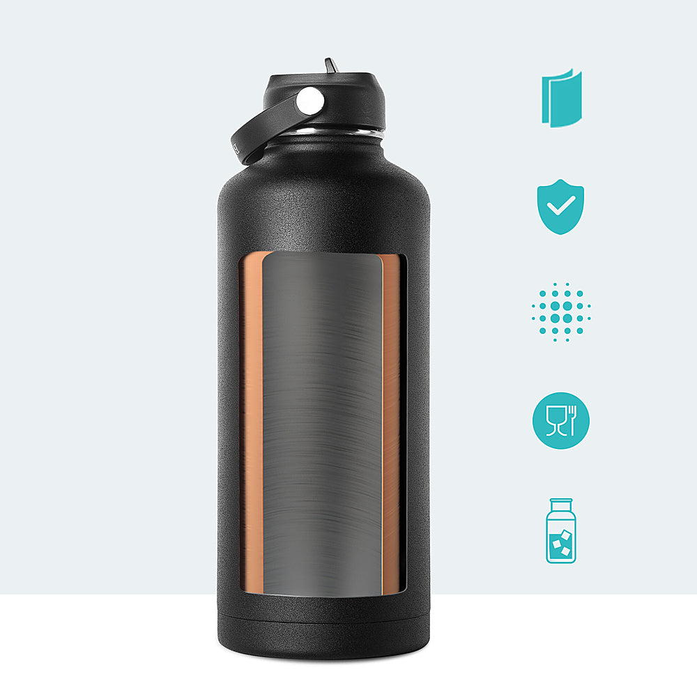 Buzio - 87oz Insulated Water Bottle with Straw Lid and Spout Lid - Black_4