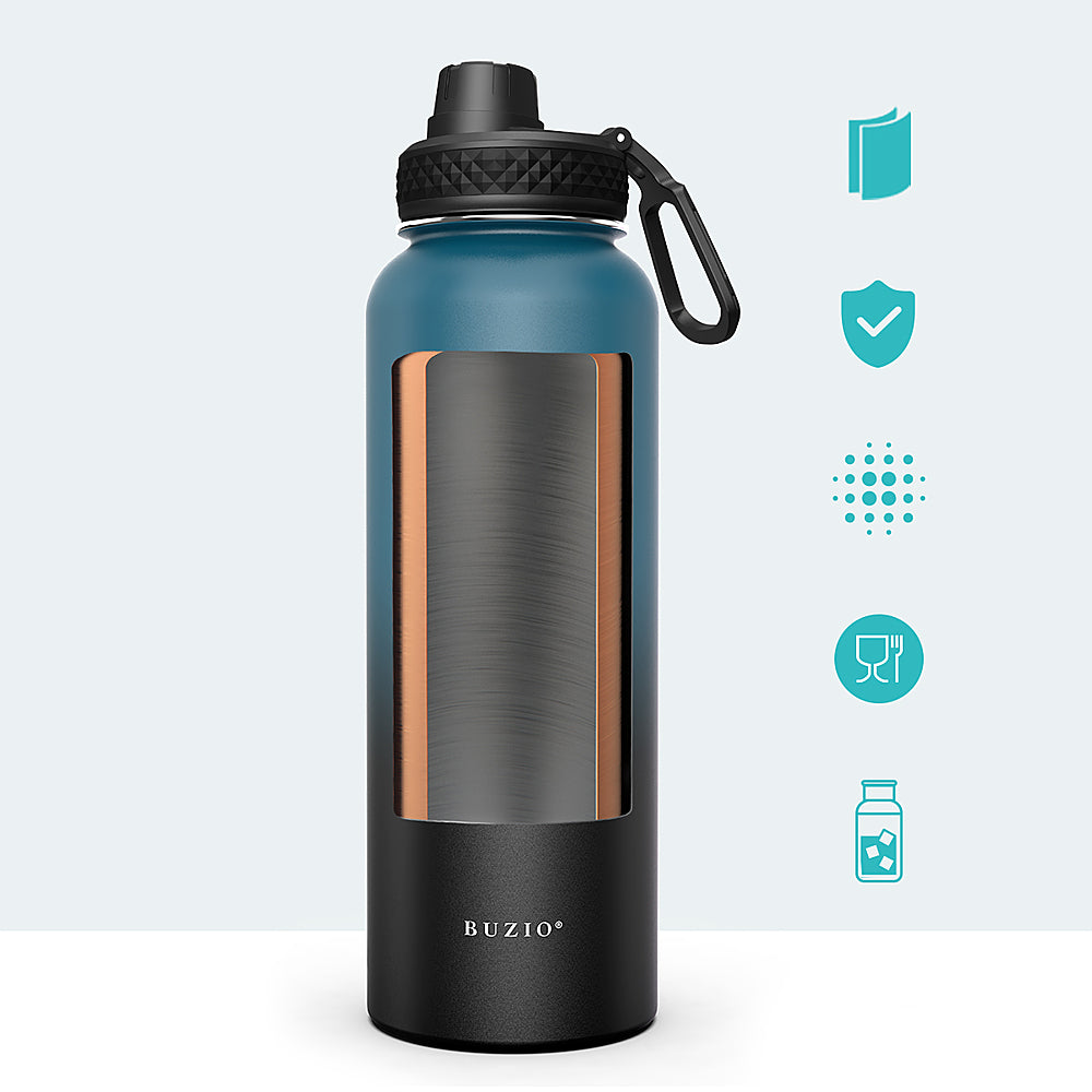 Buzio - 40oz Insulated Water Bottle with Straw Lid and Spout Lid - Indigo Black_4