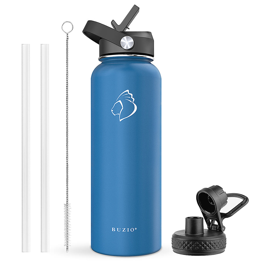 Buzio - 40oz Insulated Water Bottle with Straw Lid and Spout Lid - Blue_0