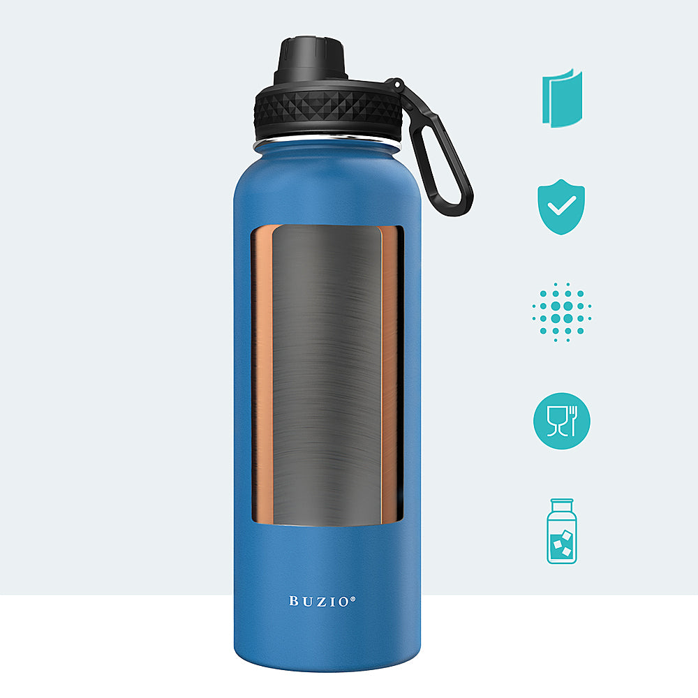 Buzio - 40oz Insulated Water Bottle with Straw Lid and Spout Lid - Blue_3