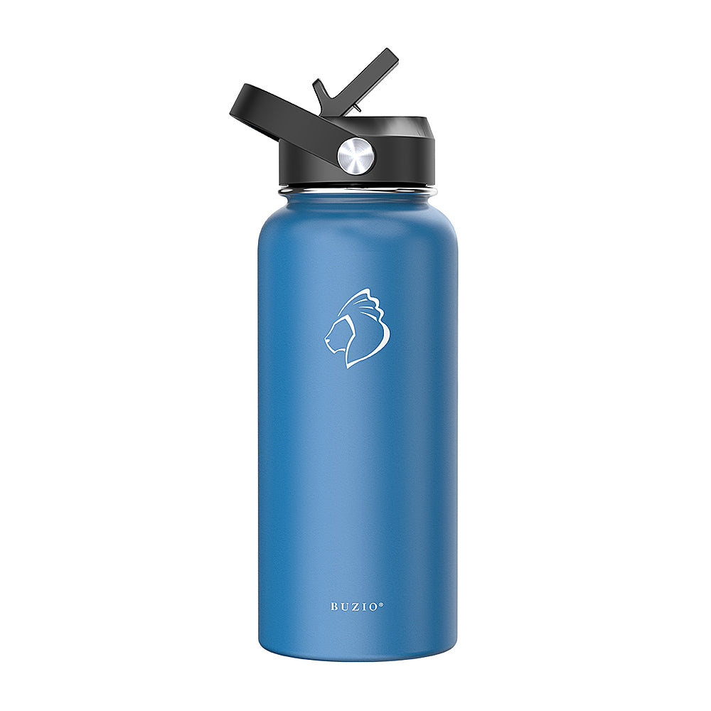 Buzio - 32oz Insulated Water Bottle with Straw Lid and Spout Lid - Blue_8