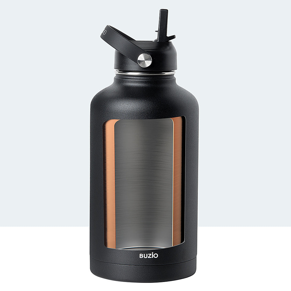 Buzio - 64oz Insulated Water Bottle with Straw Lid and Spout Lid - Black_4