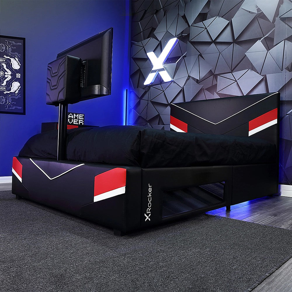 X Rocker - Orion eSports Gaming Bed Frame with TV Mount, Full - Black/Red_9