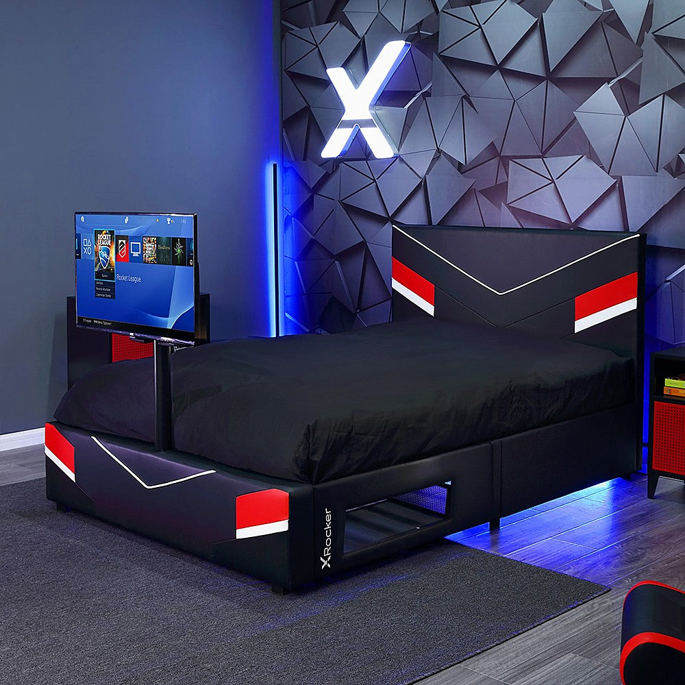 X Rocker - Orion eSports Gaming Bed Frame with TV Mount, Full - Black/Red_6