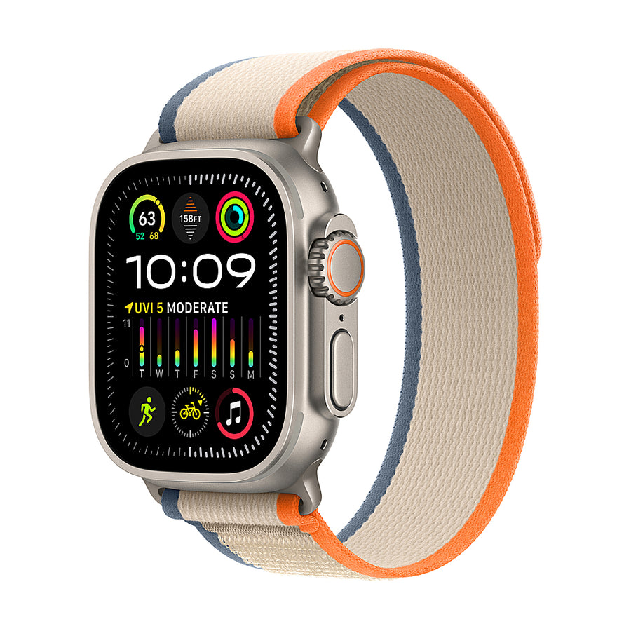 Apple Watch Ultra 2 GPS + Cellular 49mm Titanium Case with Orange/Beige Trail Loop  (Medium/Large) - Titanium_0
