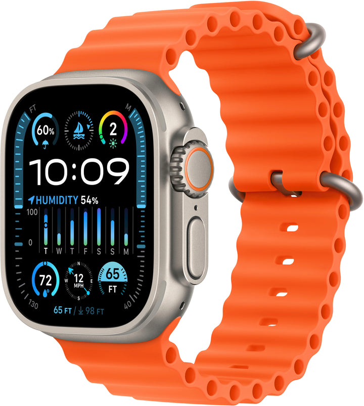 Apple Watch Ultra 2 GPS + Cellular 49mm Titanium Case with Orange Ocean Band - Titanium (AT&T)_0