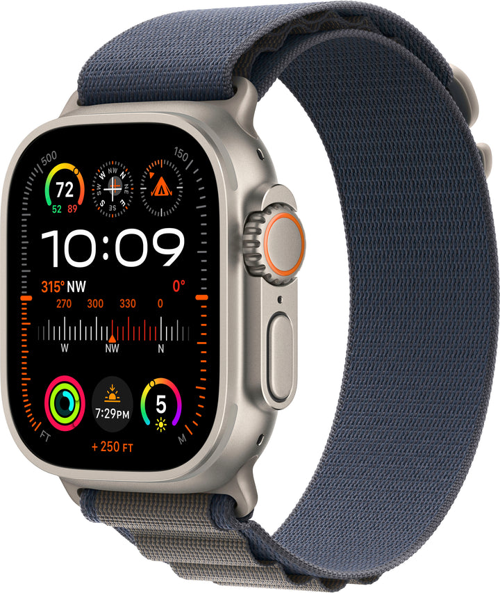 Apple Watch Ultra 2 GPS + Cellular 49mm Titanium Case with Blue Alpine Loop  (Large) - Titanium (AT&T)_0