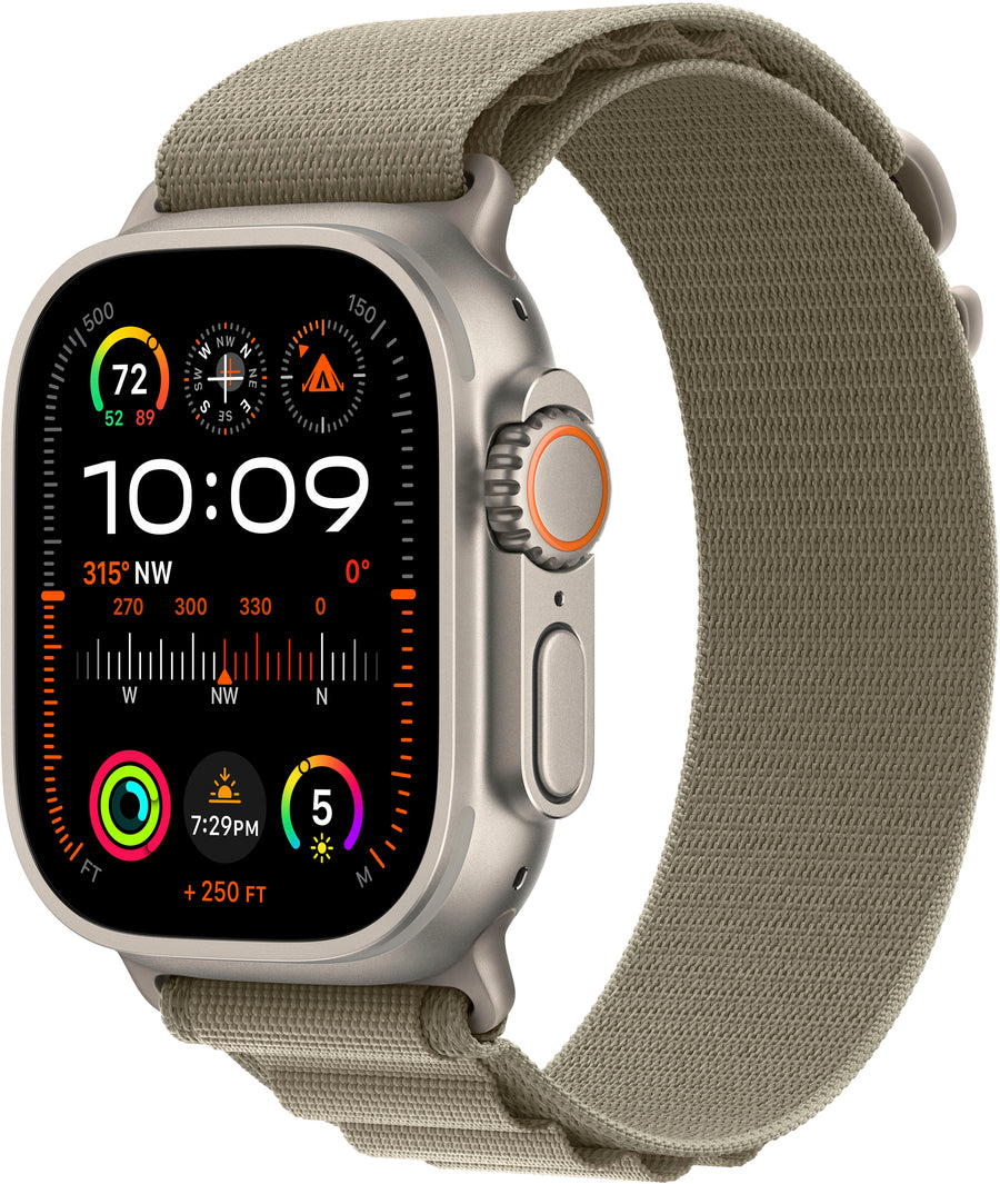 Apple Watch Ultra 2 GPS + Cellular 49mm Titanium Case with Olive Alpine Loop  (Medium) - Titanium (AT&T)_0
