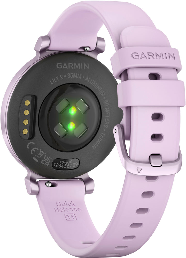 Garmin - Lily 2 Smartwatch 34 mm Anodized Aluminum - Metallic Lilac with Lilac Silicone Band_3