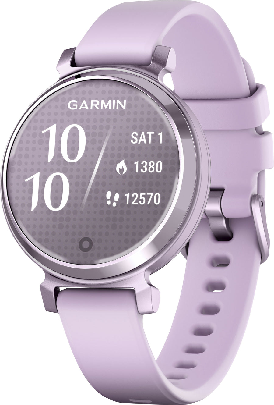 Garmin - Lily 2 Smartwatch 34 mm Anodized Aluminum - Metallic Lilac with Lilac Silicone Band_0