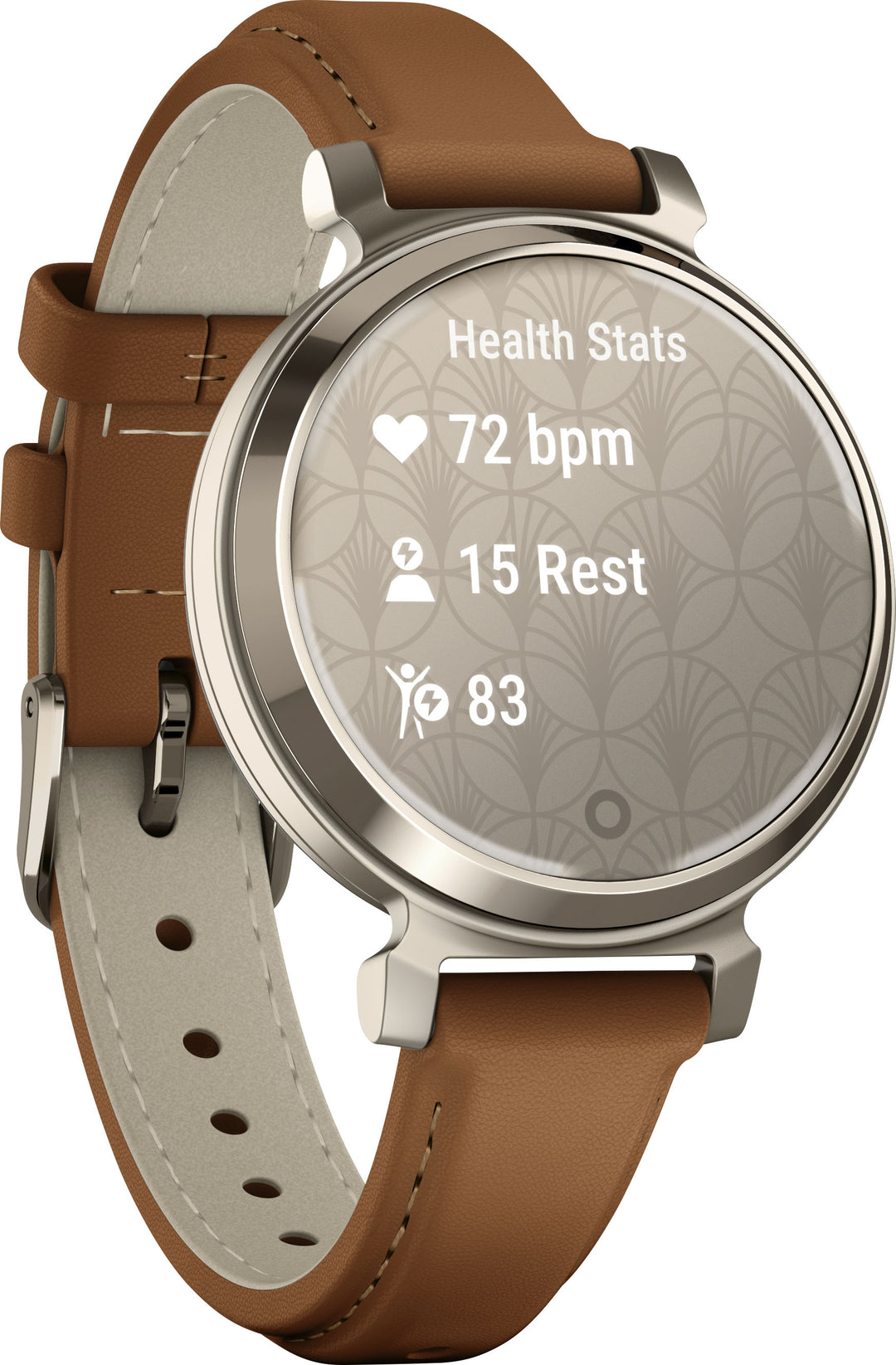 Garmin - Lily 2 Classic Smartwatch 34 mm Anodized Aluminum - Cream Gold with Tan Leather Band_2