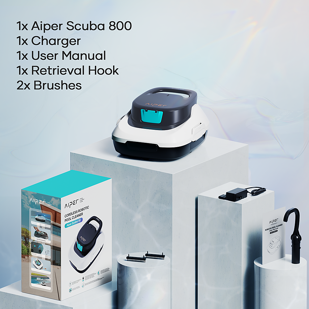 Aiper - Scuba 800 Cordless Robotic Pool Cleaner for Flat Above-Ground Pools up to 860sq.ft, Automatic Pool Vacuum - White_3