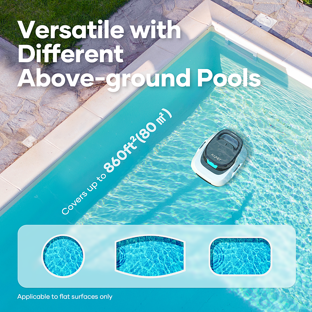 Aiper - Scuba 800 Cordless Robotic Pool Cleaner for Flat Above-Ground Pools up to 860sq.ft, Automatic Pool Vacuum - White_9