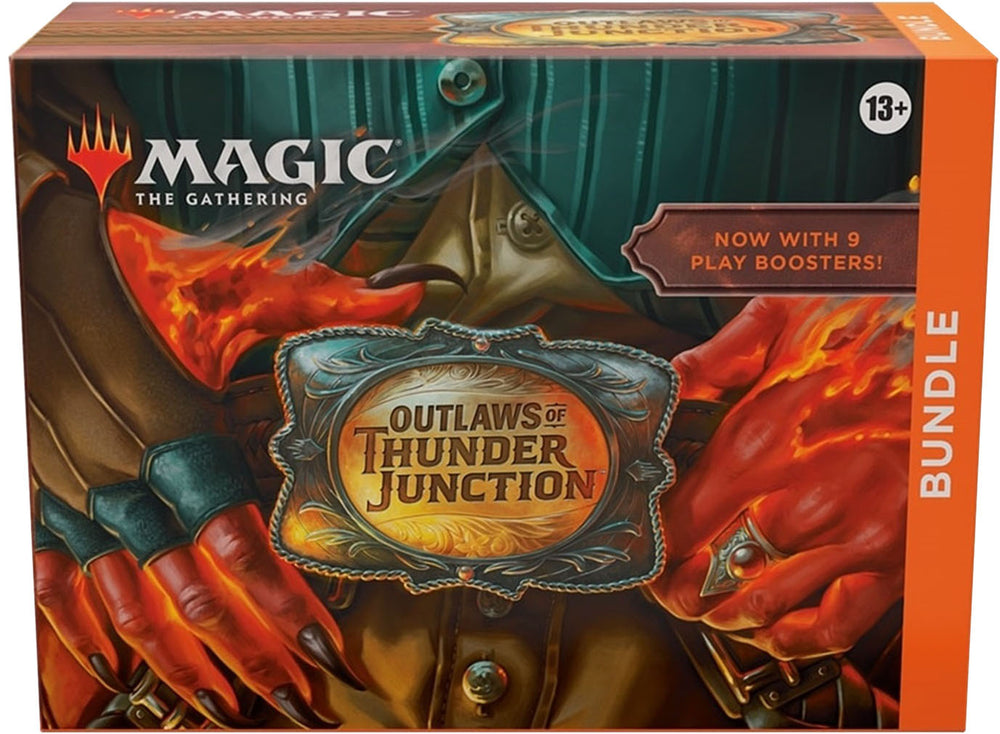 Wizards of The Coast - Magic: The Gathering Outlaws of Thunder Junction Bundle - 9 Play Boosters, 30 Land cards + Exclusive Accessories_1