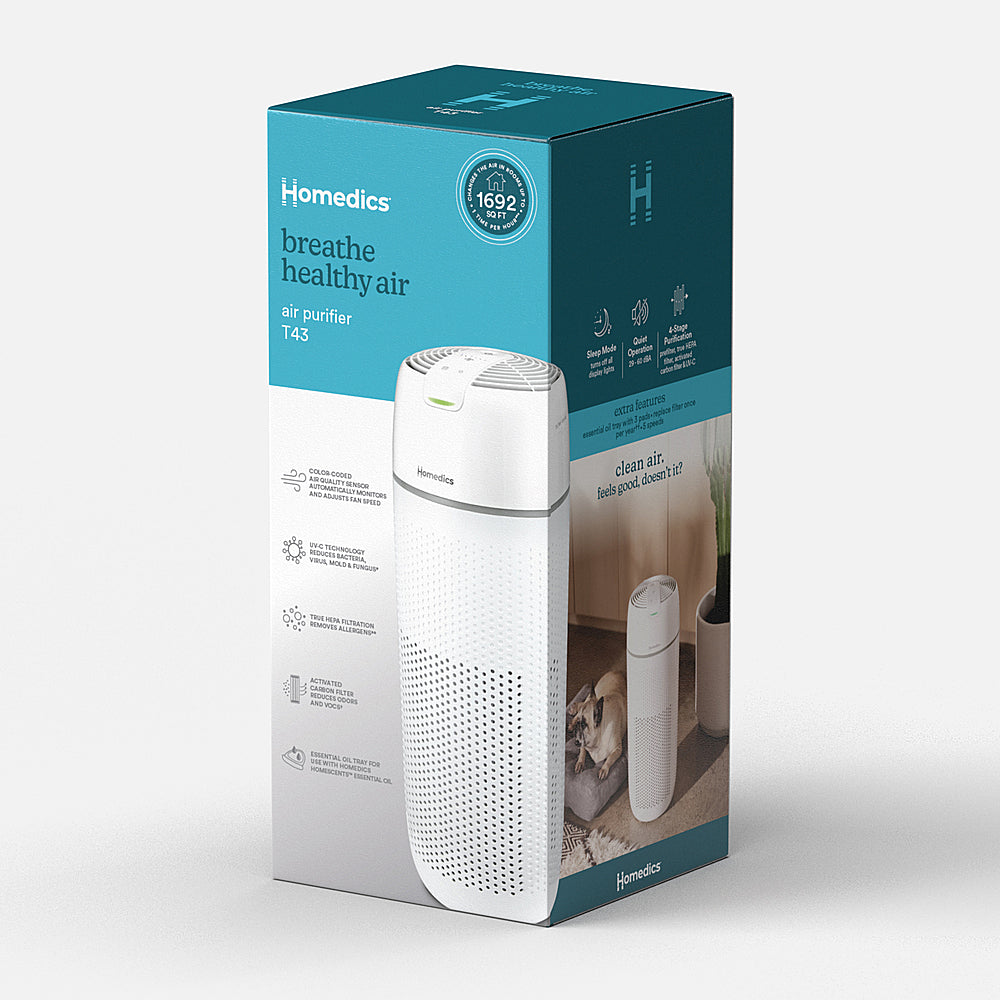 Homedics - True Hepa Large Room Air Purifier with UV-C Technology - White_8