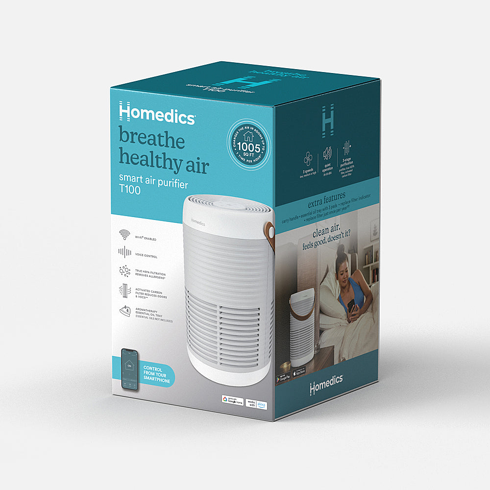 Homedics - Smart True Hepa Odor Reducing Large Room Air Purifier - White_8