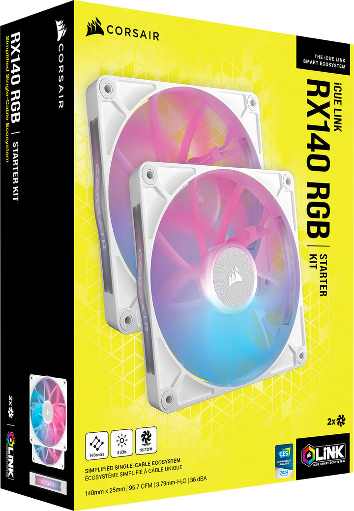 CORSAIR - iCUE LINK RX140 RGB 140mm PWM Computer Case Fan Starter Kit (2-pack) - White_4