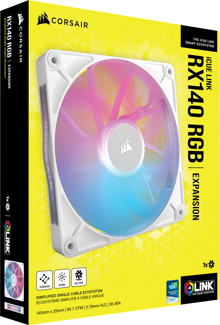CORSAIR - iCUE LINK RX140 RGB 140mm PWM Computer Case Fan Expansion Fan - White_3