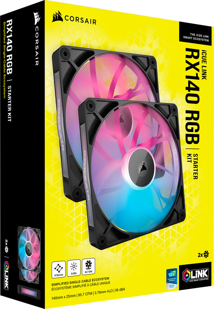 CORSAIR - iCUE LINK RX140 RGB 140mm PWM Computer Case Fan Starter Kit (2-pack) - Black_4