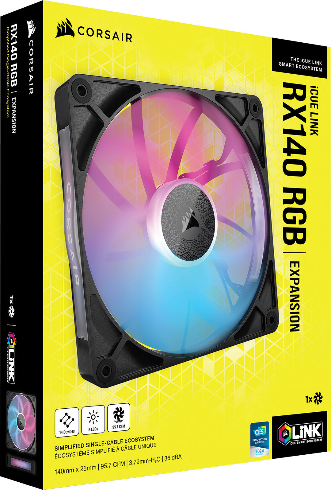 CORSAIR - iCUE LINK RX140 RGB 140mm PWM Computer Case Fan Expansion Fan - Black_2