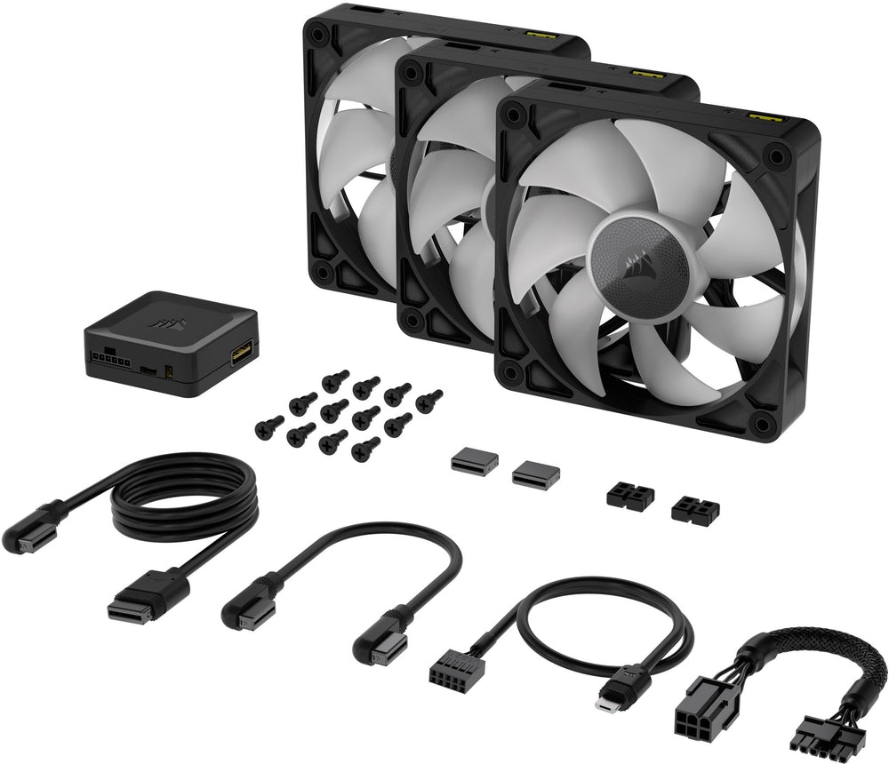 CORSAIR - iCUE LINK RX120 RGB 120mm PWM Computer Case Fan Starter Kit (3-pack) - Black_1