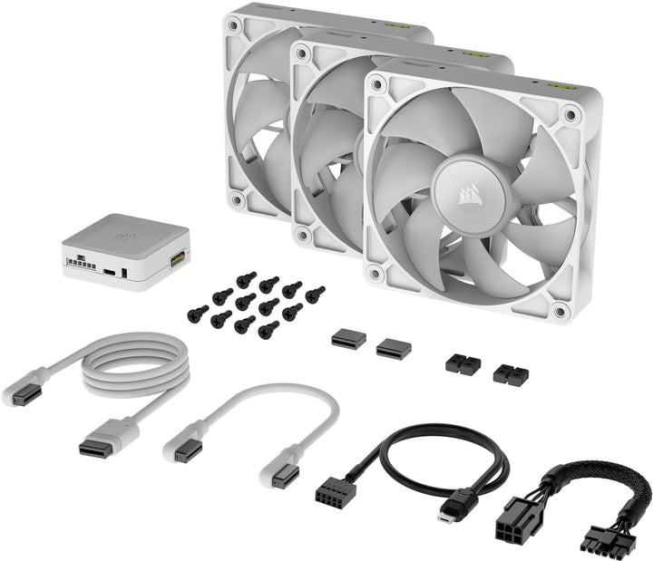 CORSAIR - iCUE LINK RX120 RGB 120mm PWM Computer Case Fan Starter Kit (3-pack) - White_3