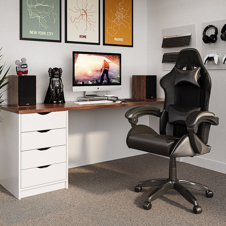 CorLiving LGY-702-G Ravagers Gaming Chair in White - Black_6