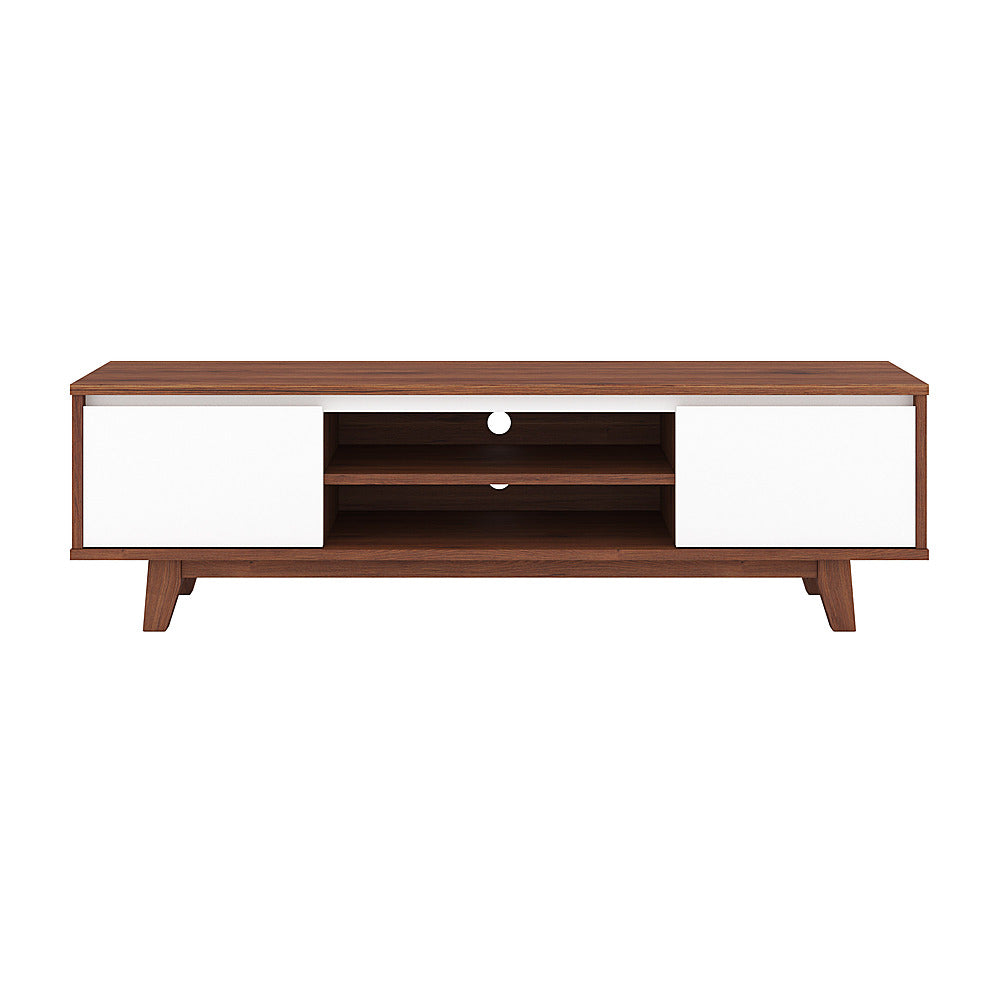 CorLiving - Fort Worth White and Brown Wood Grain Finish TV Stand for TV's up to 68" - Dark Brown_0