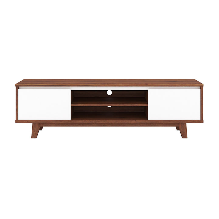 CorLiving - Fort Worth White and Brown Wood Grain Finish TV Stand for TV's up to 68" - Dark Brown_0