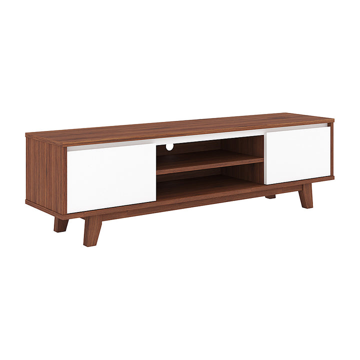 CorLiving - Fort Worth White and Brown Wood Grain Finish TV Stand for TV's up to 68" - Dark Brown_9