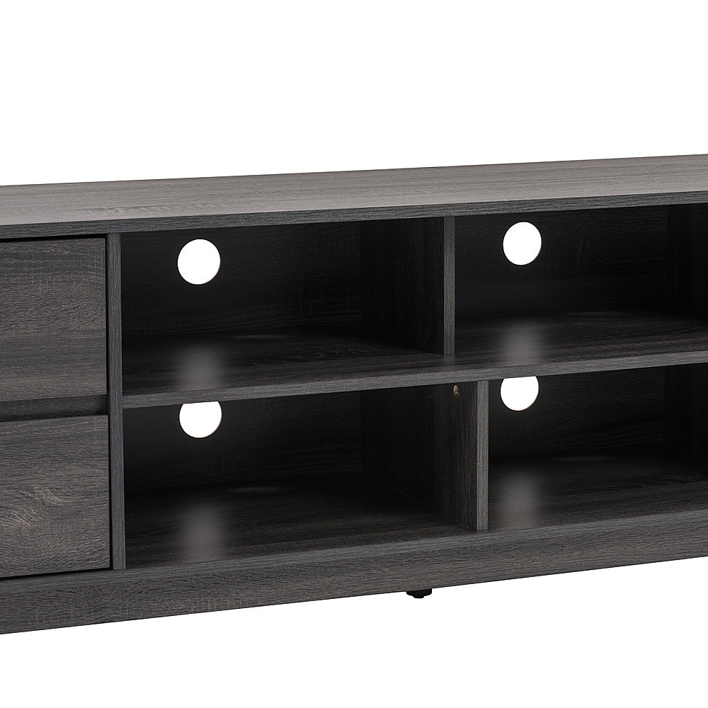 CorLiving - Hollywood Dark Gray Wood Grain TV Stand with Drawers for TVs up to 85" - Dark Gray_7