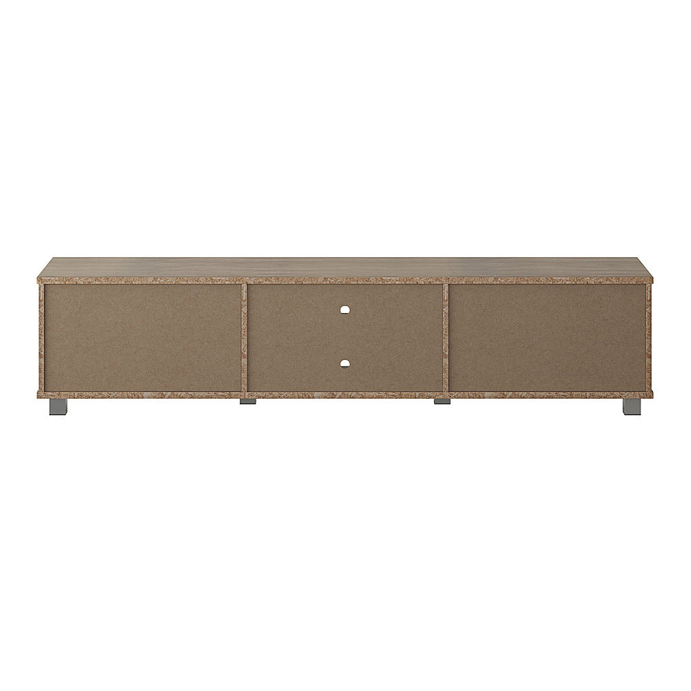 CorLiving - Hollywood White and Brown Wood Grain TV Stand with Doors for TVs up to 85" - White_4