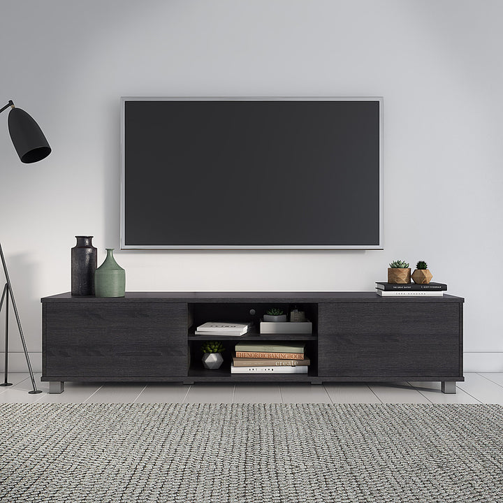 CorLiving - Hollywood Dark Gray Wood Grain TV Stand with Doors for TVs up to 85" - Dark Gray_12