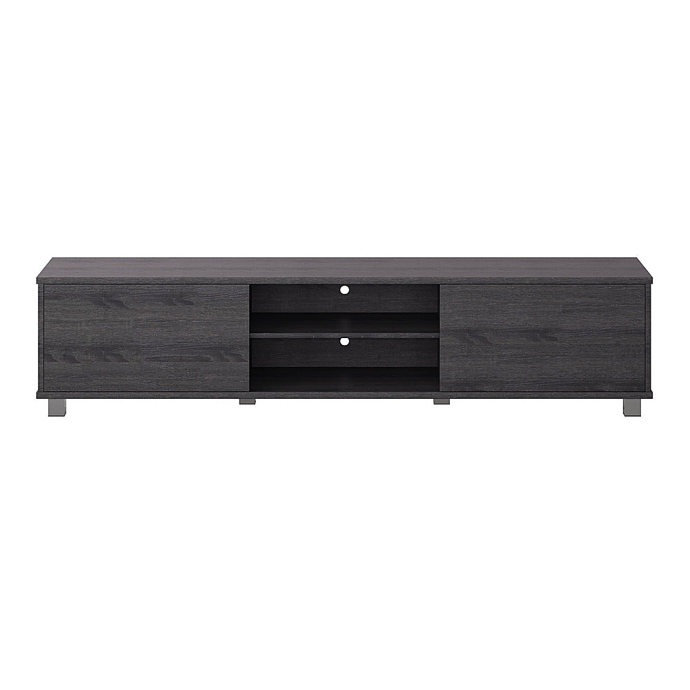 CorLiving - Hollywood Dark Gray Wood Grain TV Stand with Doors for TVs up to 85" - Dark Gray_0