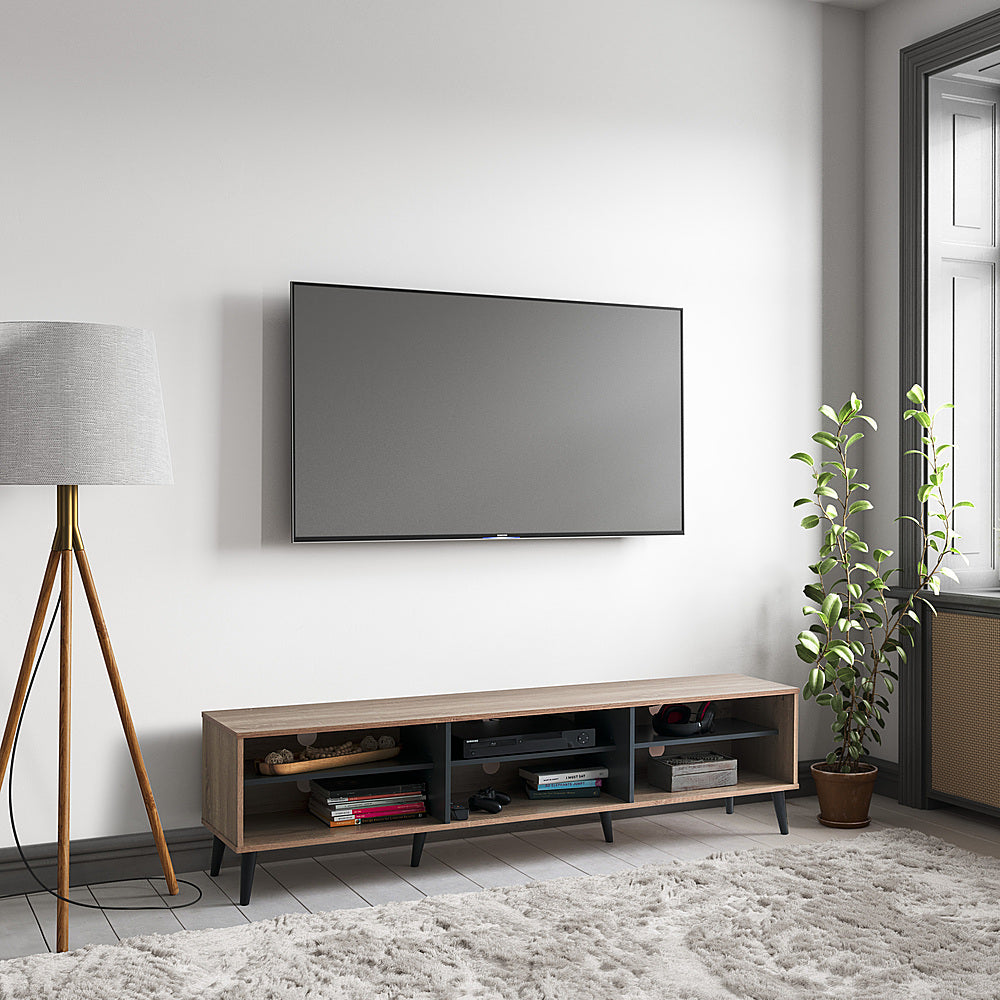 CorLiving - TV Bench with Open Shelves, TVs up to 85" - Light Wood_8