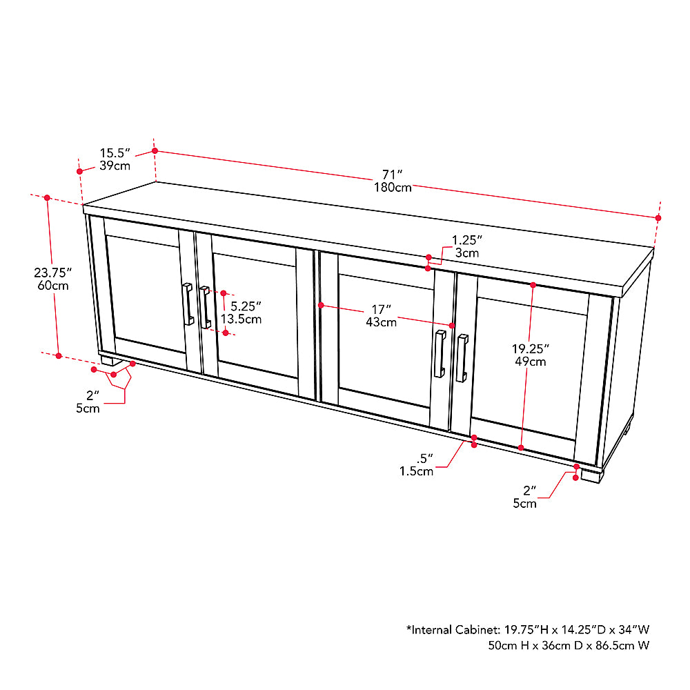 CorLiving - TV Stand with Doors, TVs up to 85" - Brown_2