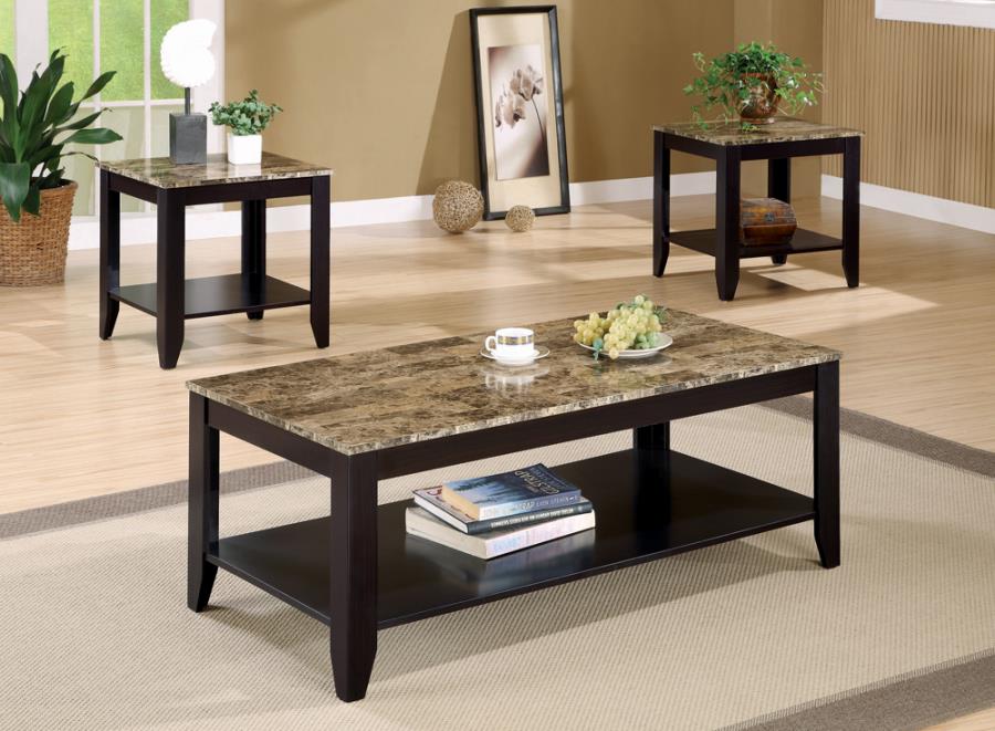 3-piece Occasional Table Set with Shelf Cappuccino_0