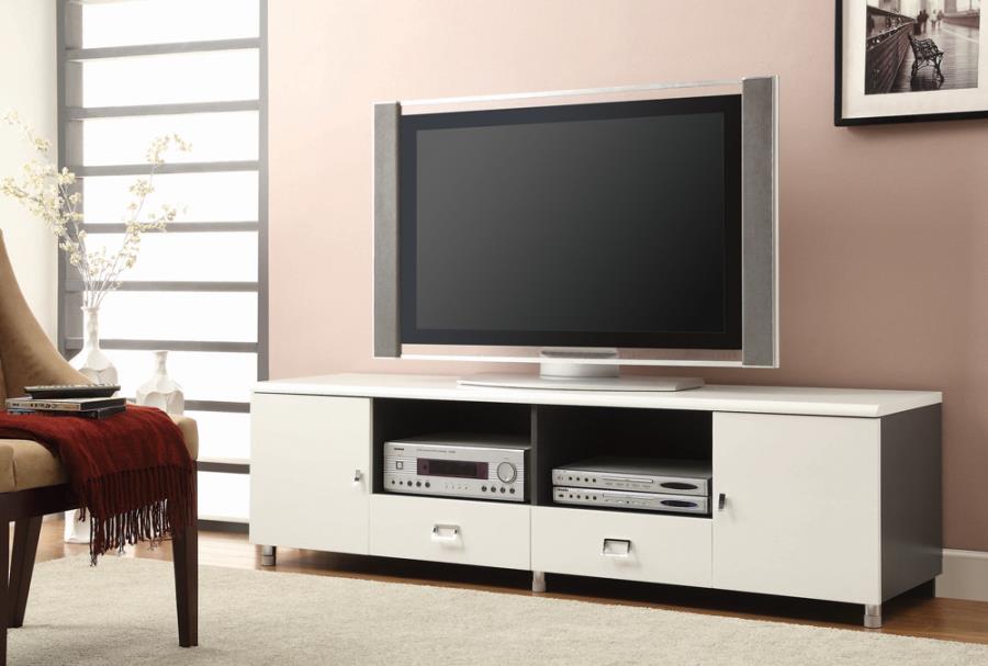 2-drawer TV Console White and Grey_0