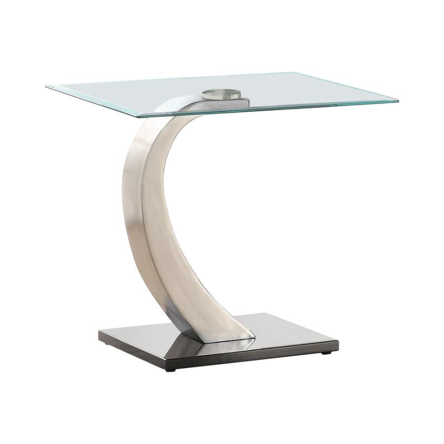 Willemse Glass Top End Table Clear and Satin_2