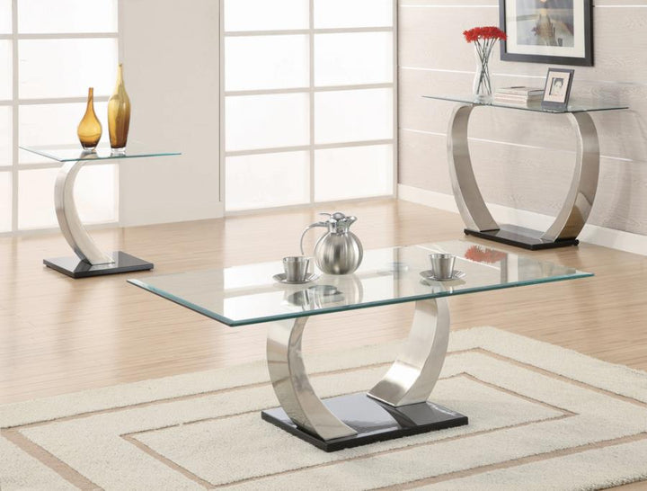 Willemse Glass Top End Table Clear and Satin_1