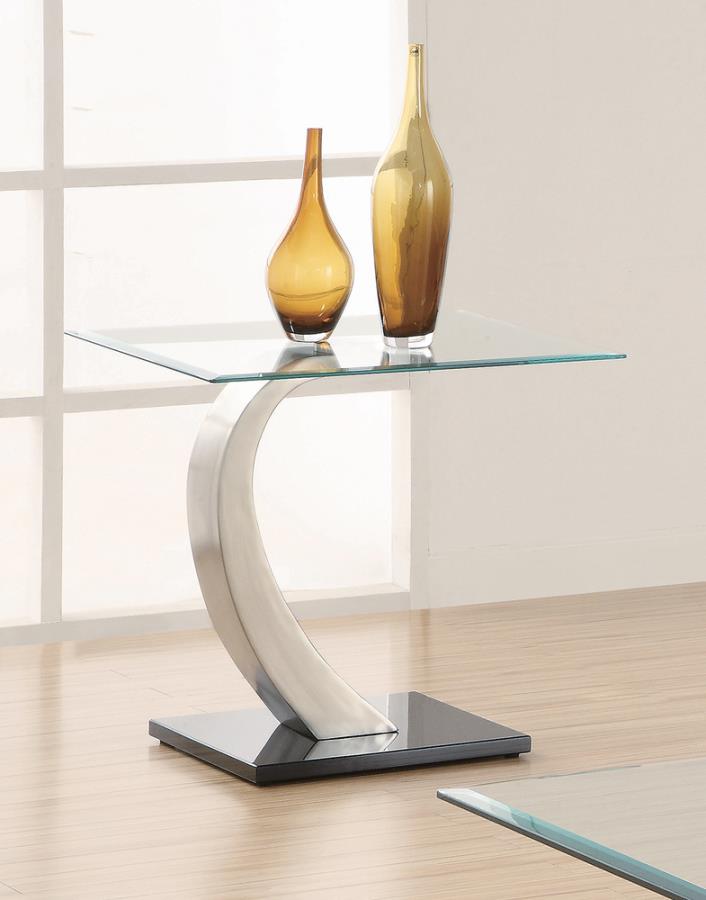 Willemse Glass Top End Table Clear and Satin_0