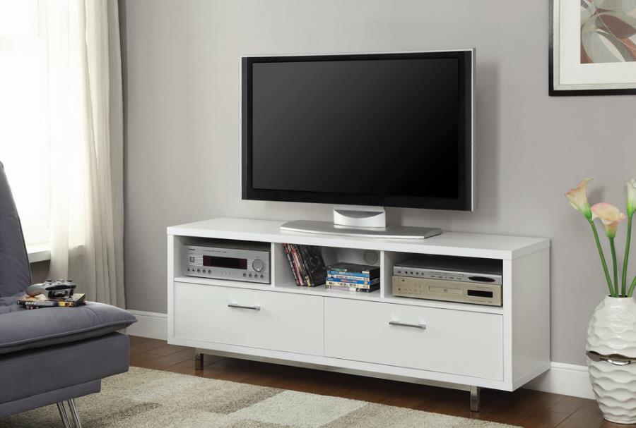 2-drawer Rectangular TV Console White_0
