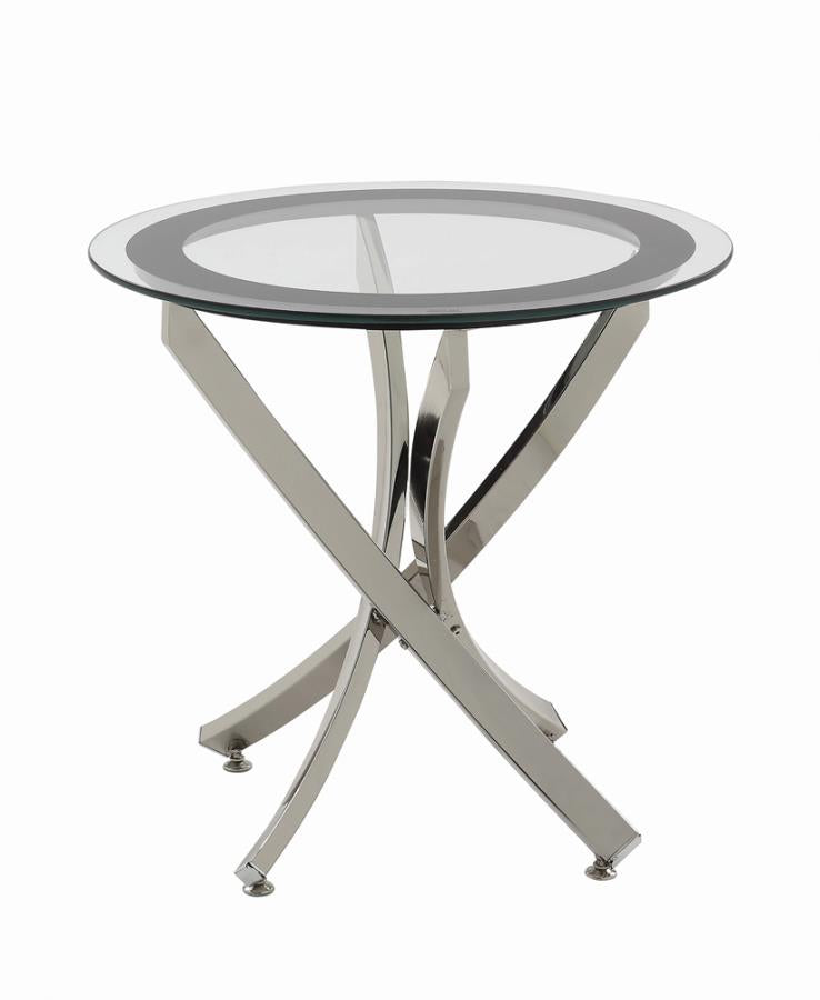 Glass Top End Table Chrome and Black_1