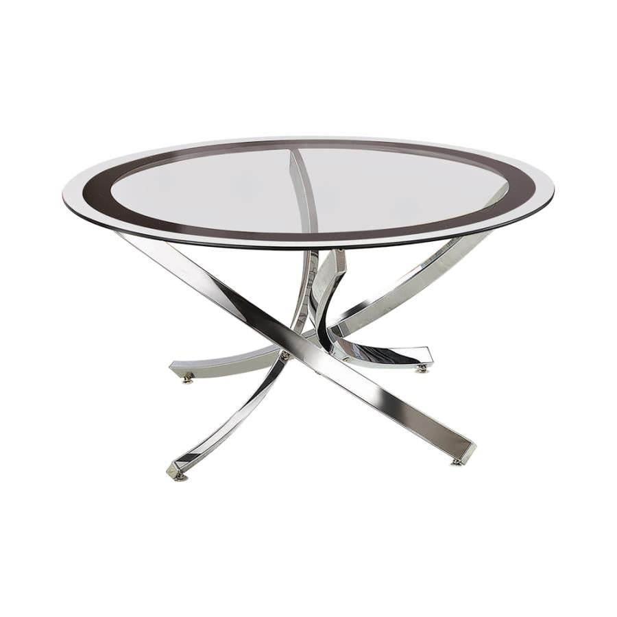 Glass Top Coffee Table Chrome and Black_2
