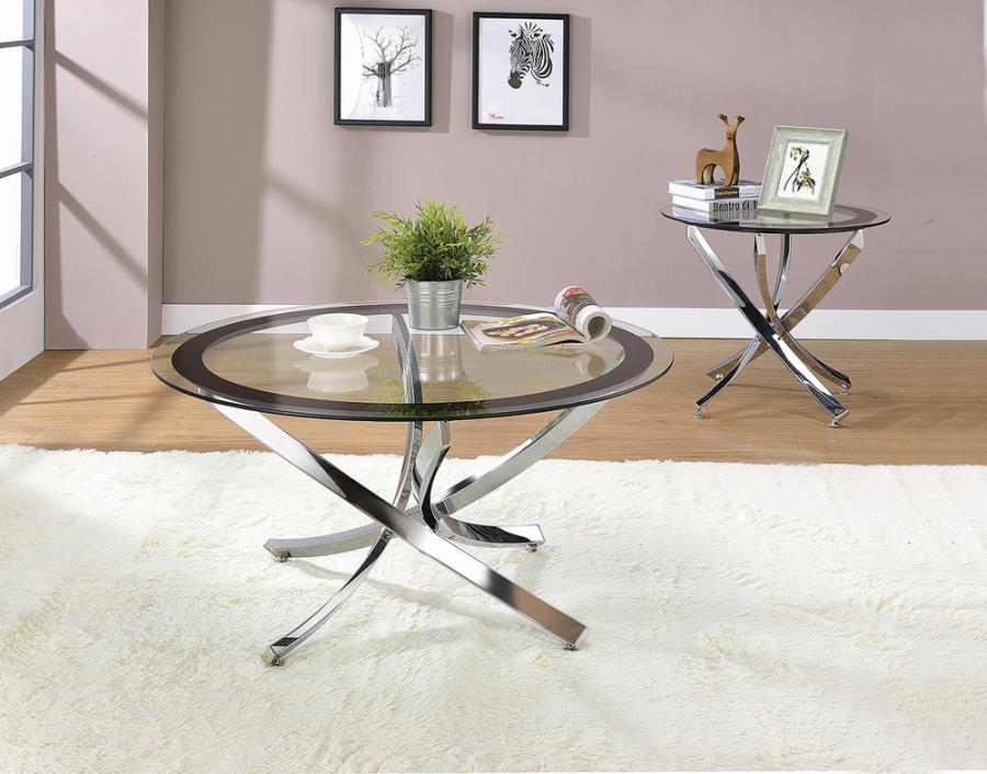 Glass Top Coffee Table Chrome and Black_1