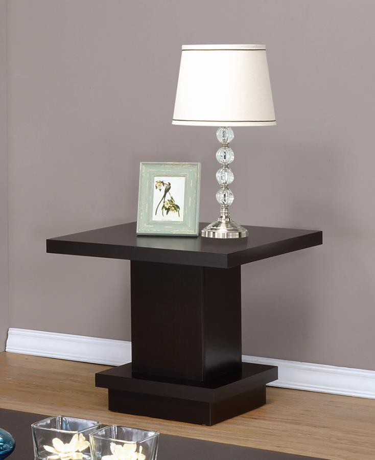 Pedestal Square End Table Cappuccino_0