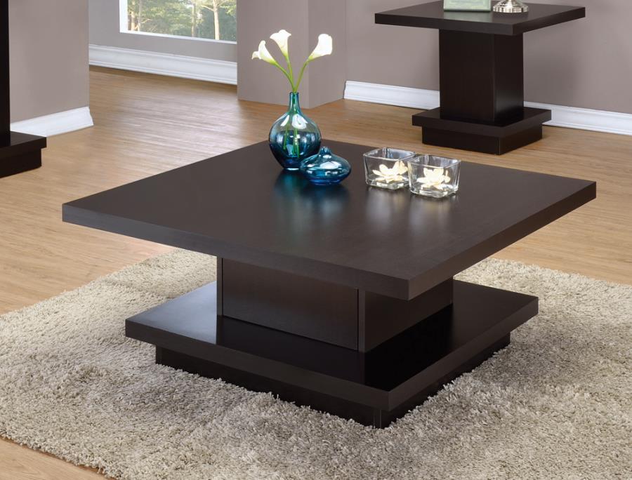 Pedestal Square Coffee Table Cappuccino_0