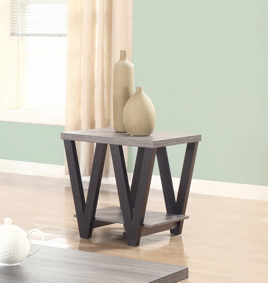 Higgins V-shaped End Table Black and Antique Grey_0